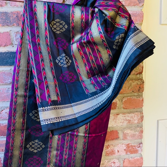 Rich handloom Purple-magenta pure silk SAREE SARI - Picture 8 of 12